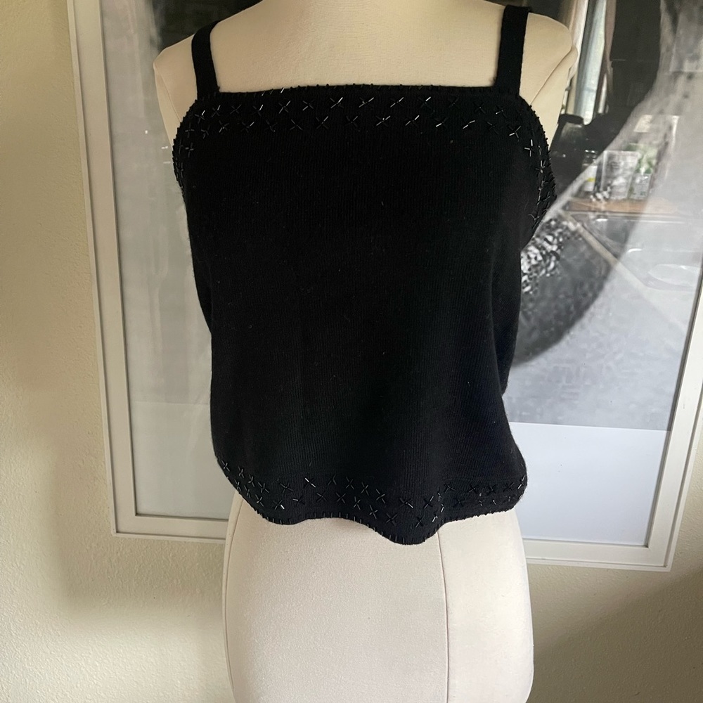 Vintage 90s Valerie Stevens evening wool black camisole tank top Sz small